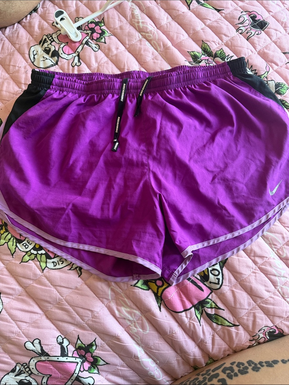 Nike Women's Purple Running Shorts with Black Accents